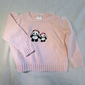 GYMBOREE PANDA Set light pink sweater and matching beanie. Size 12-18 months